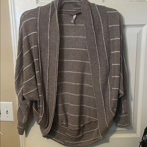 Elegant Brown Striped Women's Cardigan